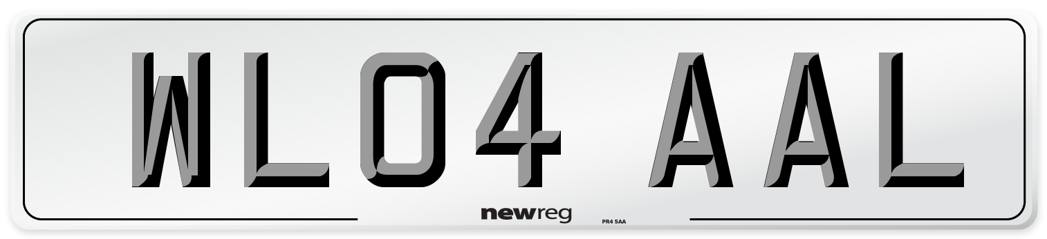 WL04 AAL Number Plate from New Reg